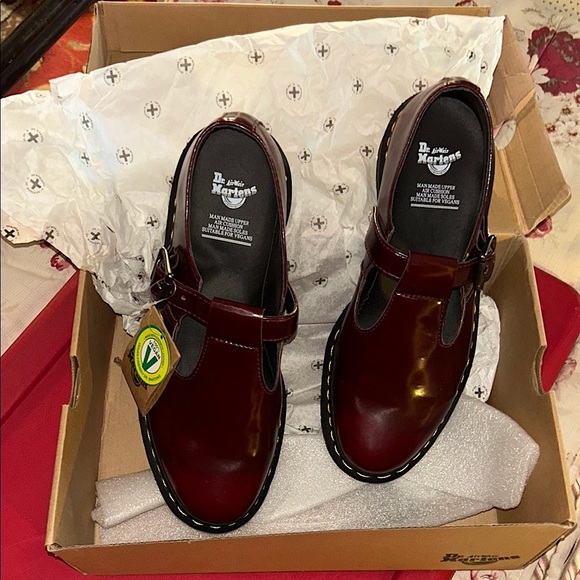 Dr. Martens Shoes - Dr. Martens Burgundy Vegan Mary Jane Shoes